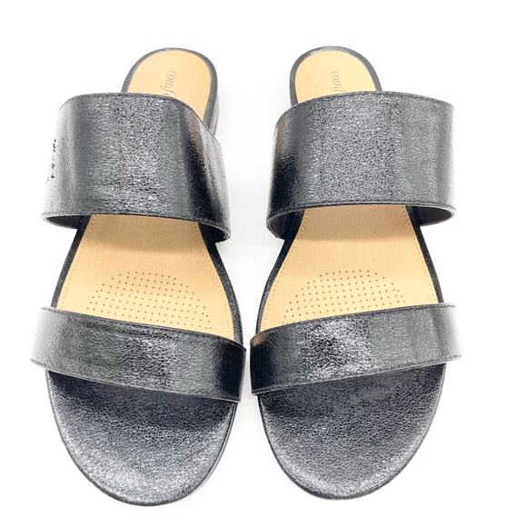 Comfort View Womens 8.5 WW Shadi Black Metallic Slip On Sandal Slides Flats - Picture 3 of 8